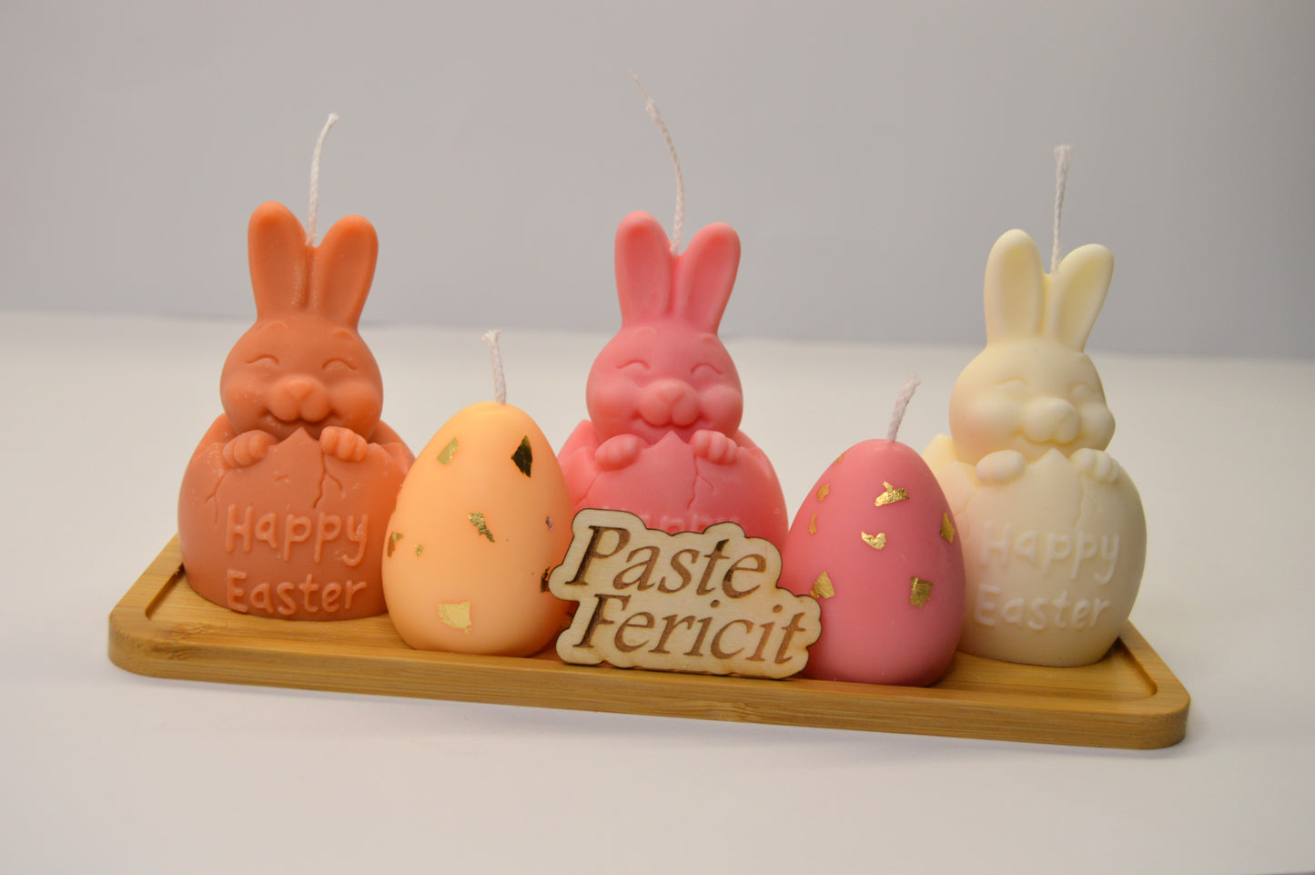 Bucurie Pastel – Set decorativ de Paște cu lumânări