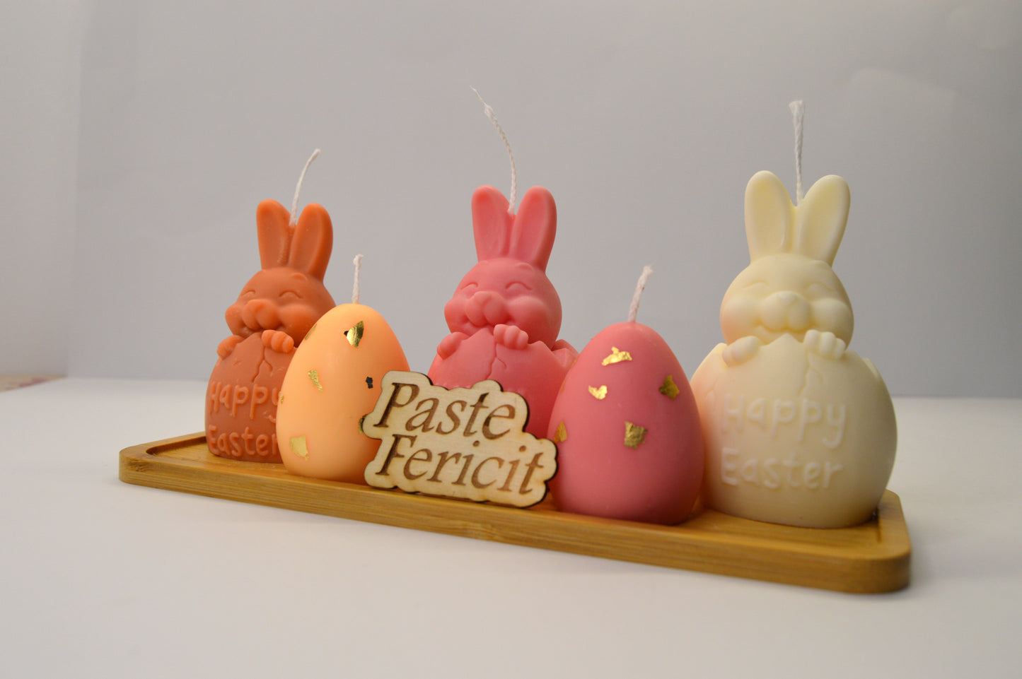 Bucurie Pastel – Set decorativ de Paște cu lumânări