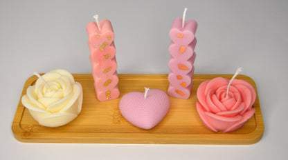 Set Romantic – Lumânări handmade cu forme florale și inimioare
