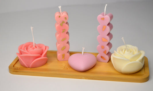 Set Romantic – Lumânări handmade cu forme florale și inimioare